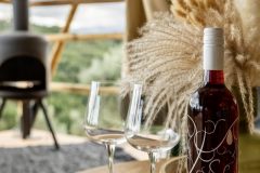 fireplace with wine